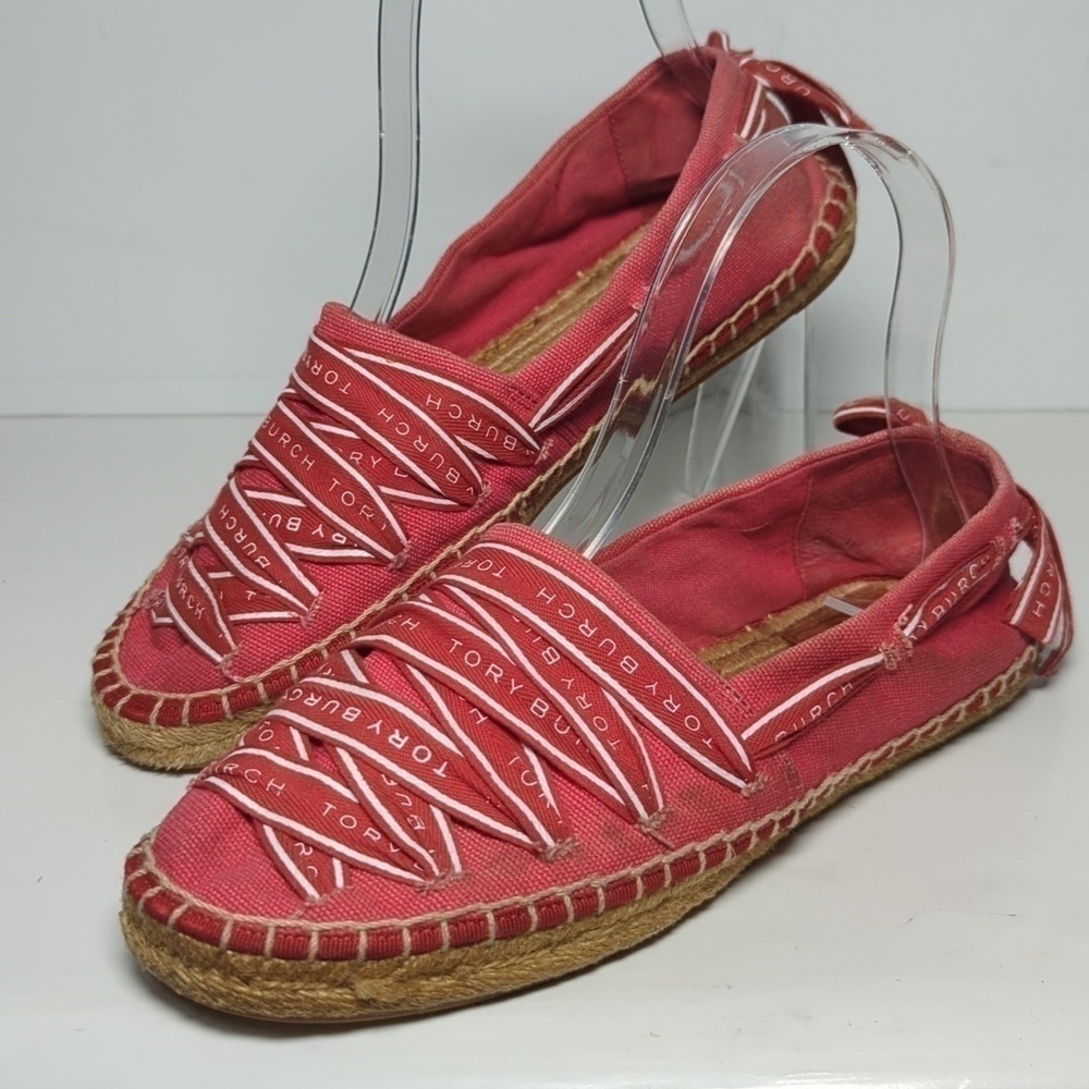 Tory Burch Azalea Logo grosgrain Espadrille flat shoes women's size 7